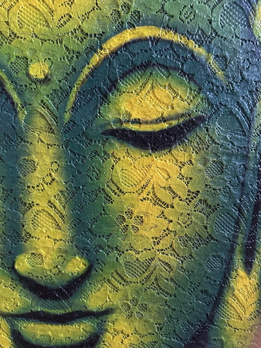 Dipinti: Buddha Gemälde, Leinwandbild, grün/gold – Usato da Arisdorf venduto da Thor63 1
