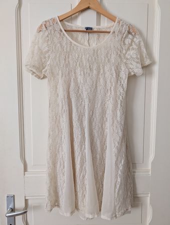 romantisches Boho Sommerkleid Spitze Eierschalen/ Creme Gr.M