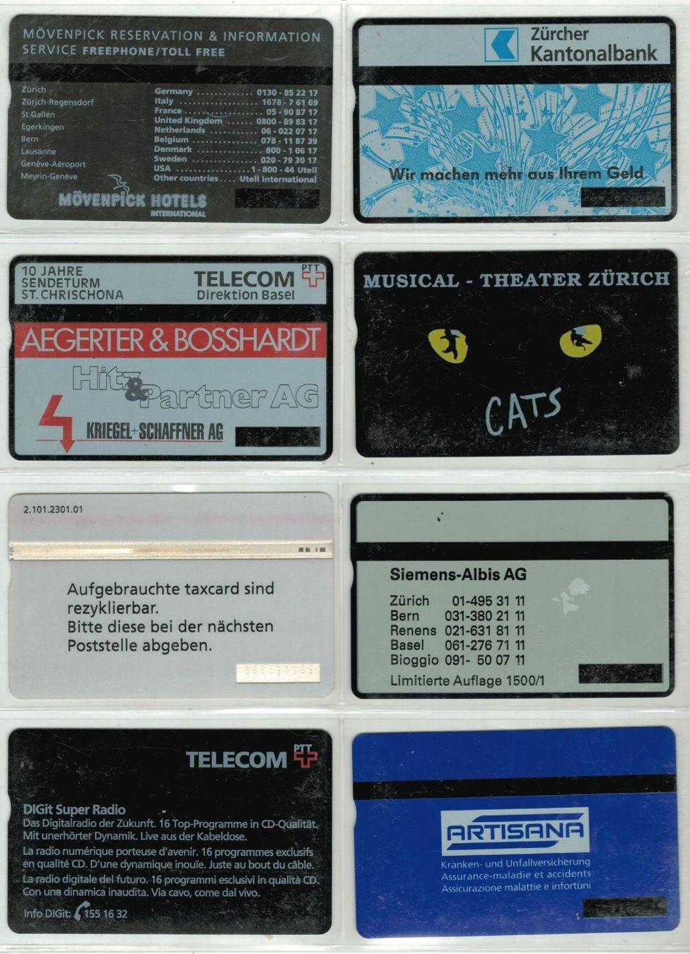 Telefon- & Taxkarten: 8 Taxcards – Gebraucht aus Zürich von Tolima194 1