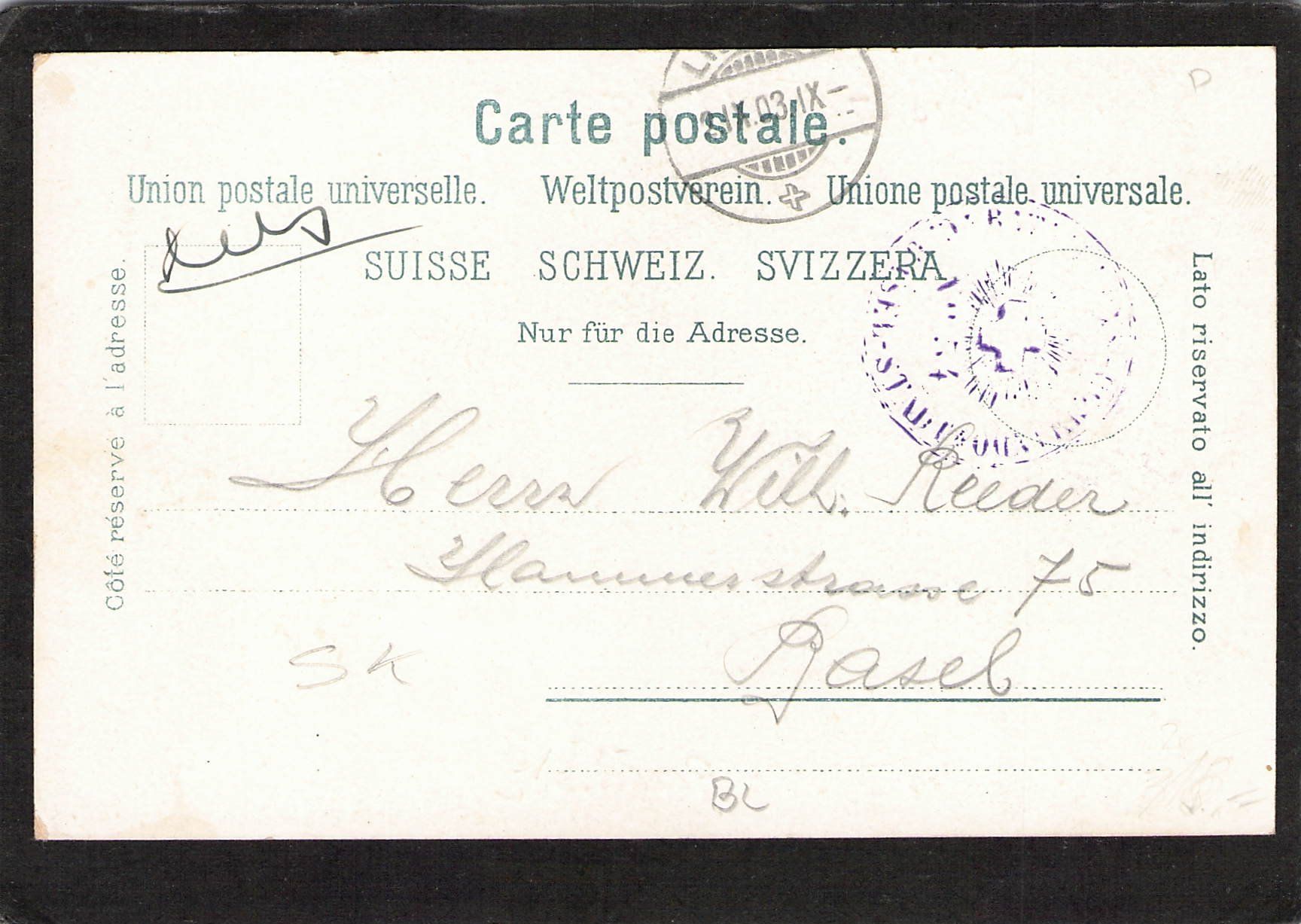 Cartoline postali: Gruss aus Liestal BL , gel. 1903 – Usato da Reichenburg venduto da Pipo-67 1