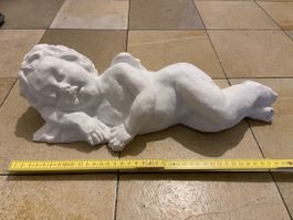 Schlafender Engel Gartenfigur Beton weiss 40cm Deko Garten