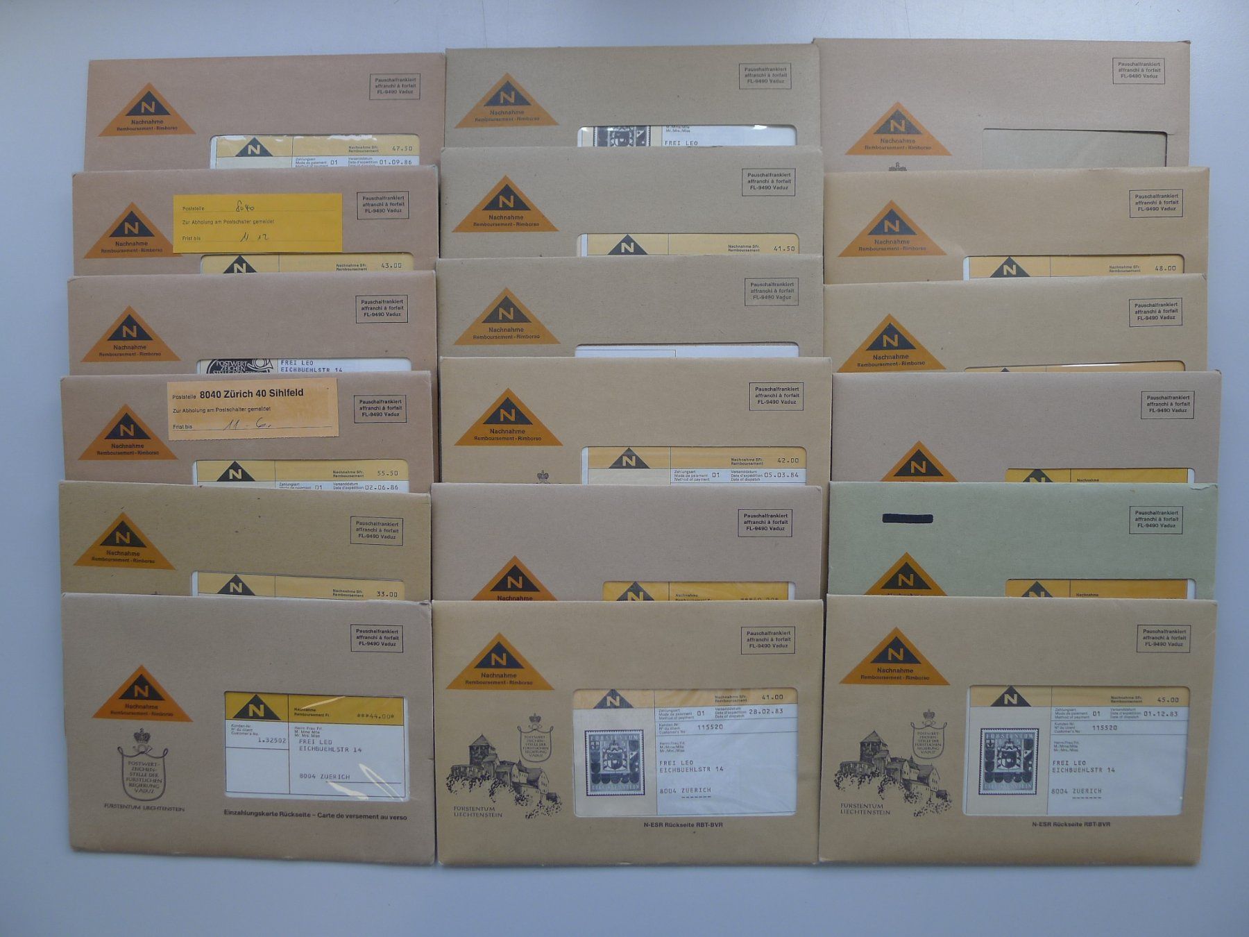 Tutti i francobolli: 1973-1992, Sammlung Liechtenstein Einzel & Vierer ** + gest. – Usato da Sursee venduto da Luzernerraute 7