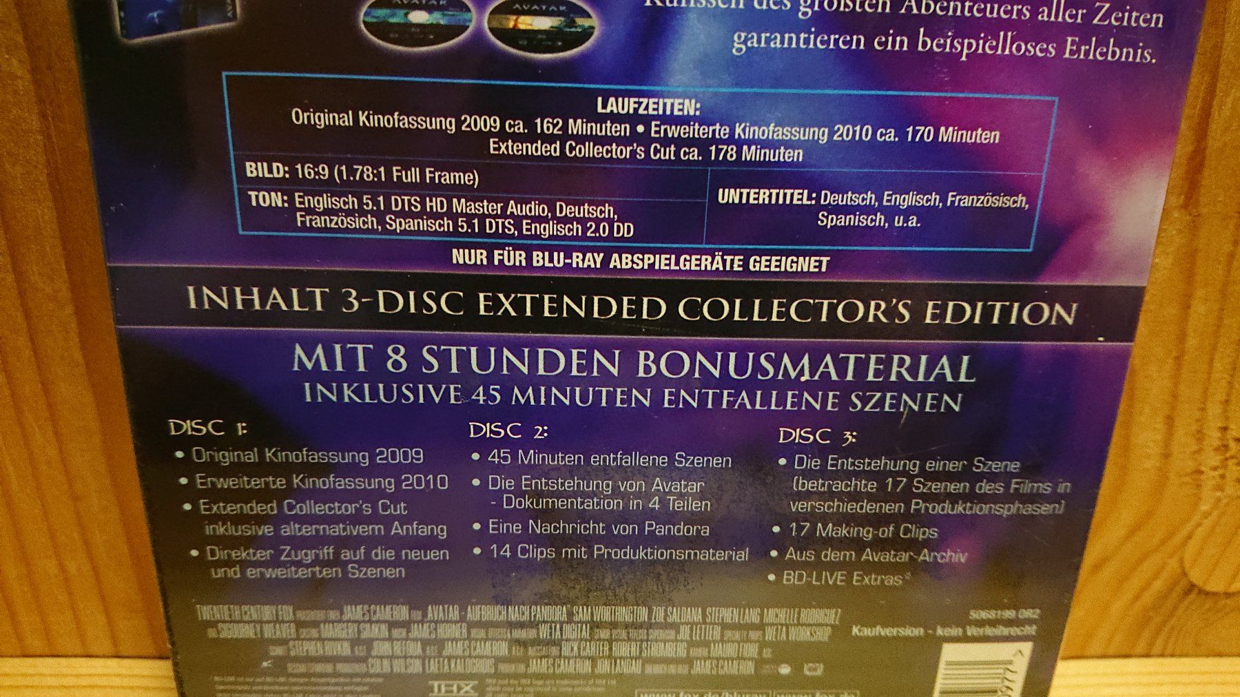 Tutti i DVDs: AVATAR Extended Blu-Ray Collector's Edition 3 Disc's – Nuovo (secondo la descrizione) da Wilderswil venduto da Exebub 3