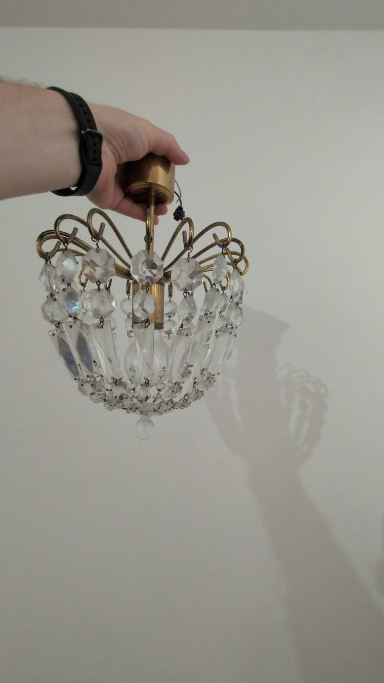 Kronleuchter & Deckenlampen: Deckenlampe Messing Kristalle vintage 25cm – Gebraucht aus Bern von SimeonM 2