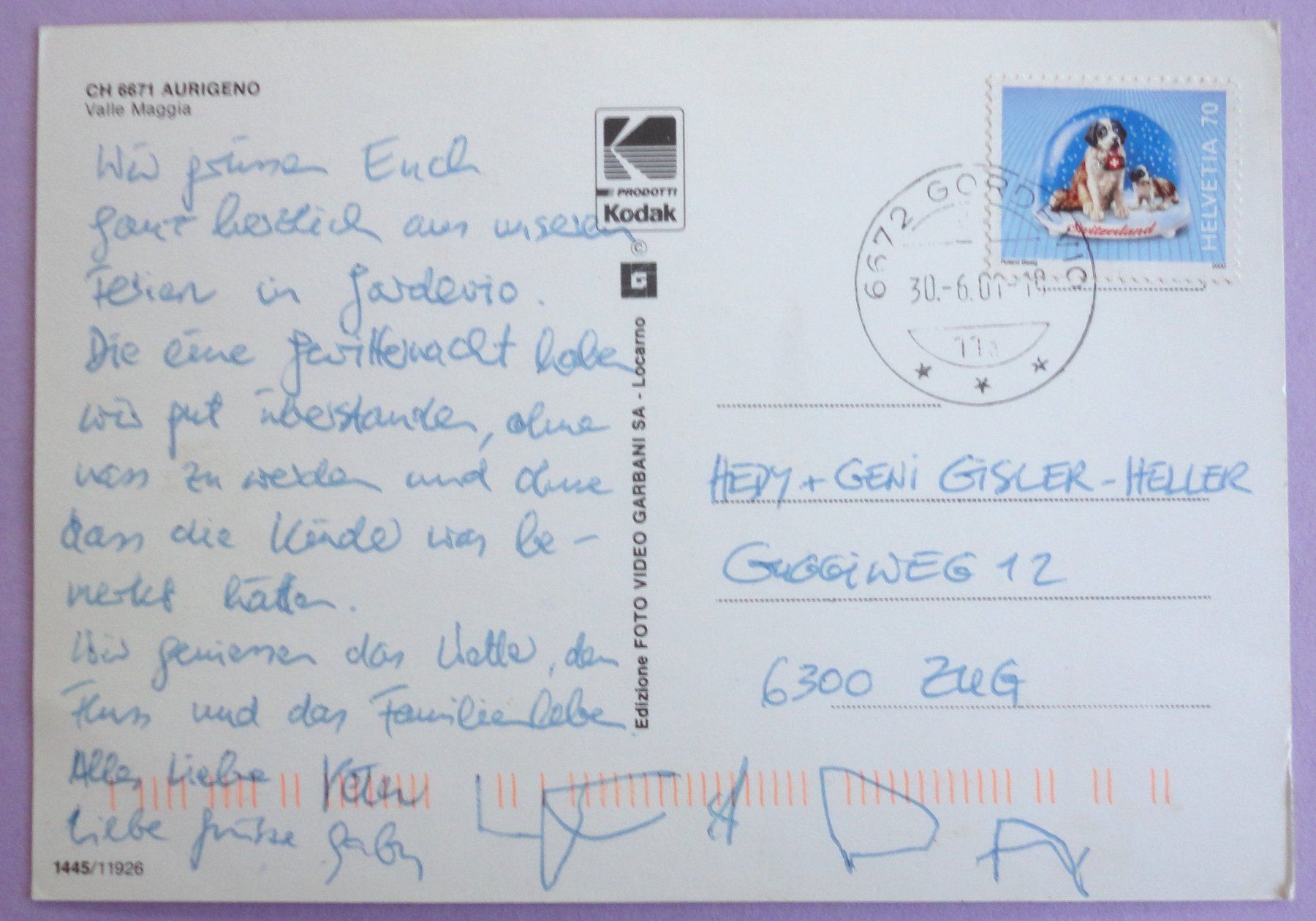 Cartoline postali: Aurigeno - Valle Maggia – Usato da Fétigny venduto da Billy2miny 1