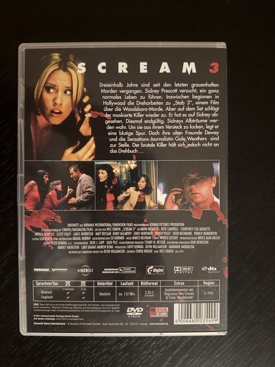 Tutti i DVDs: Scream 3 guter Zustand – Usato da Lausen venduto da EisAmStiel94 1