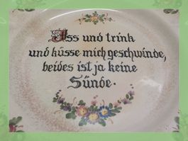 Sihl Zurich Wandteller "Iss und trink", Vintage Deko!