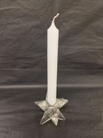 Kerzenständer Stern aus Glas mit weisser Kerze neu
