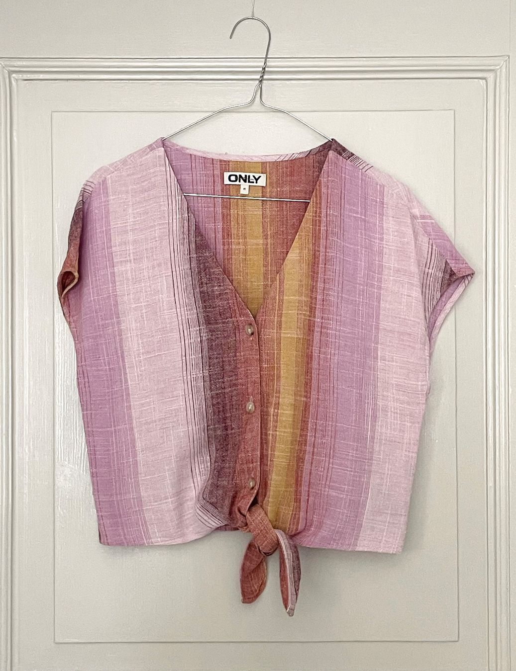 Only Blusen: Camicetta in viscosa e lino – Rosa multicolor estiva – Gebraucht aus Bellinzona von Sveva-Style-Hunter