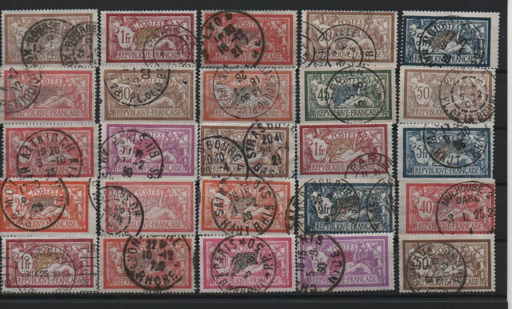 Merson timbres de France N°119-123 série oblitéré