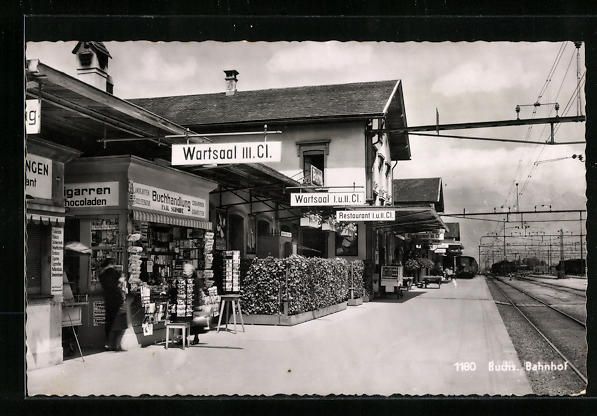Ansichtskarten: Buchs, Bahnhof mit Buchhandlung P. Schmi – Gebraucht aus Berlin von bartko-reher