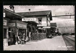 Buchs, Bahnhof mit Buchhandlung P. Schmi