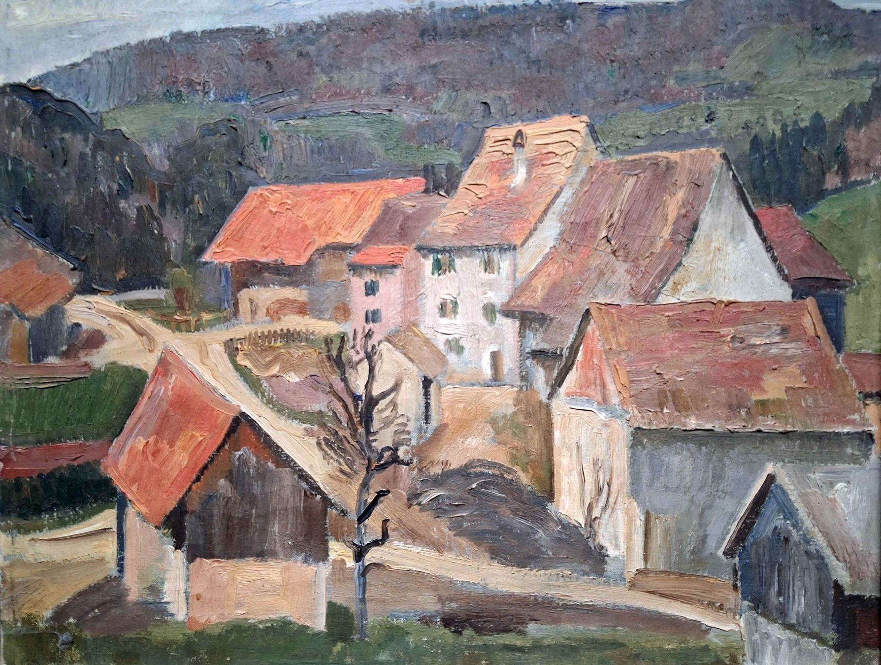 Tableaux: Dorfansicht, Oelgemälde 75 x 63.7 cm – D'occasion à Zürich par Beach59 1