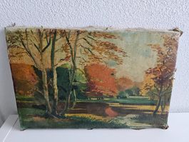 Antikes Ölbild "Natur" Künstler unbekannt von 1930  (51)