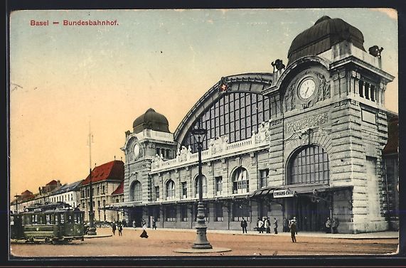 Cartes postales: Basel, Strassenbahn vor dem Bundesbahnho – D'occasion à Berlin par bartko-reher