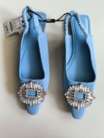 Zara Denim-Slingback-Ballerinas, Größe 38, neu mit Etikett