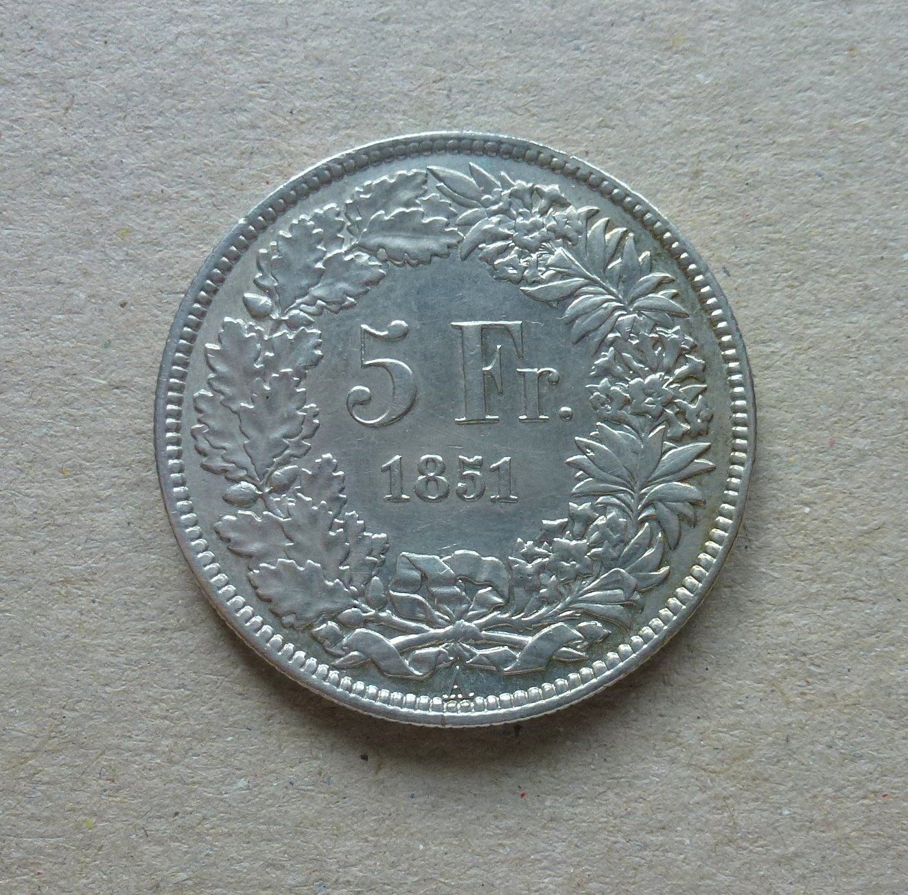 Toutes les monnaies: Schweiz ++ 5.- Franken 1851 A – D'occasion à Walkringen par Casablanca777