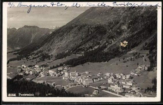 Cartoline postali: AK Pontresina, Panorama, 1929 – Usato da Berlin venduto da bartko-reher
