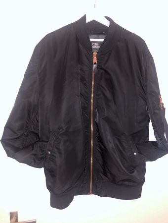 Blouson Alpha Industries noir fermeture éclair dorée