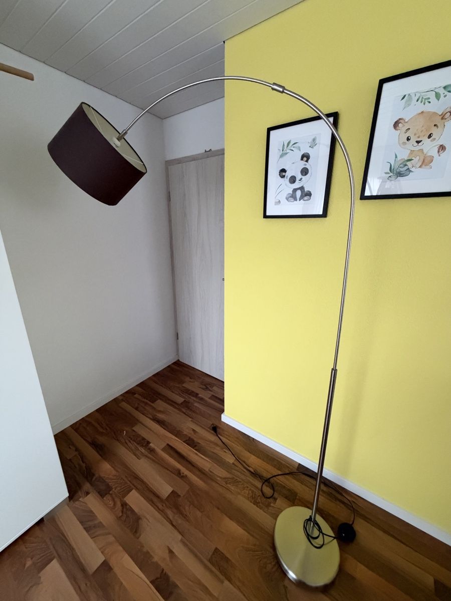 Lampes: Bogenlampe, mit Stoffschirm braun – D'occasion à Brunegg par minSchmi 1