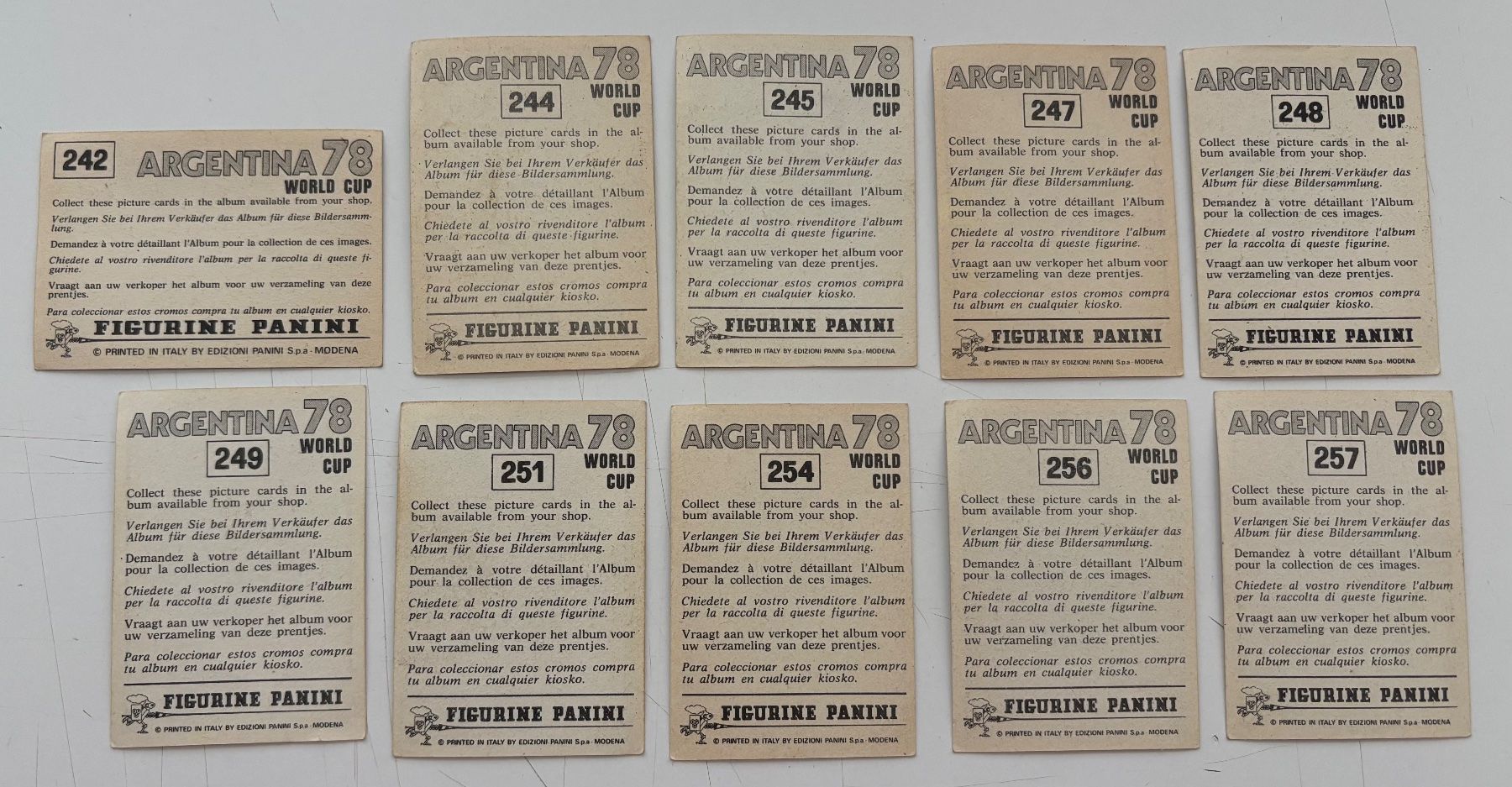 Panini Carte collezionabili: 10 vignettes panini Argentina 78  Brasil – Usato da Neuchâtel venduto da gefdeneuch 1