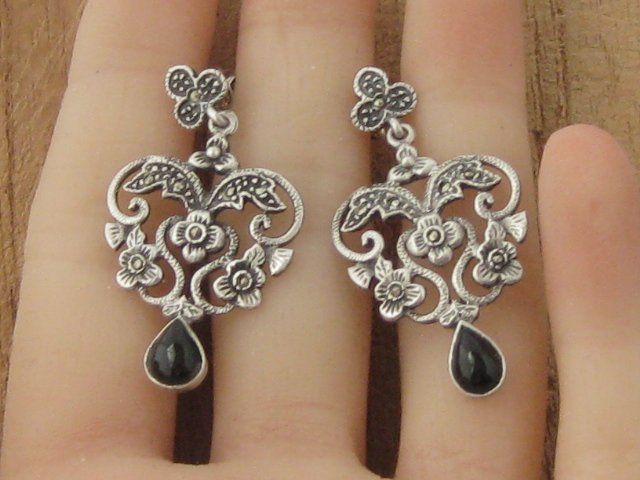 Ohrringe & -stecker: Vintage Ohrhänger Ohrringe Silber 925 + MP Onyx – Gebraucht aus Ermatingen von Decovin 1