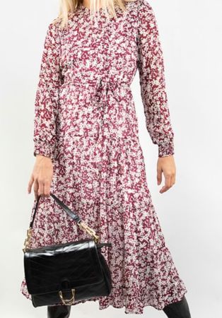 Robe fleurie bordeaux Caroll