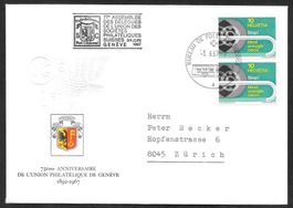 Sonderbrief A. 1059 75 Jahre Philatelistenv. Genève 3.6.1967