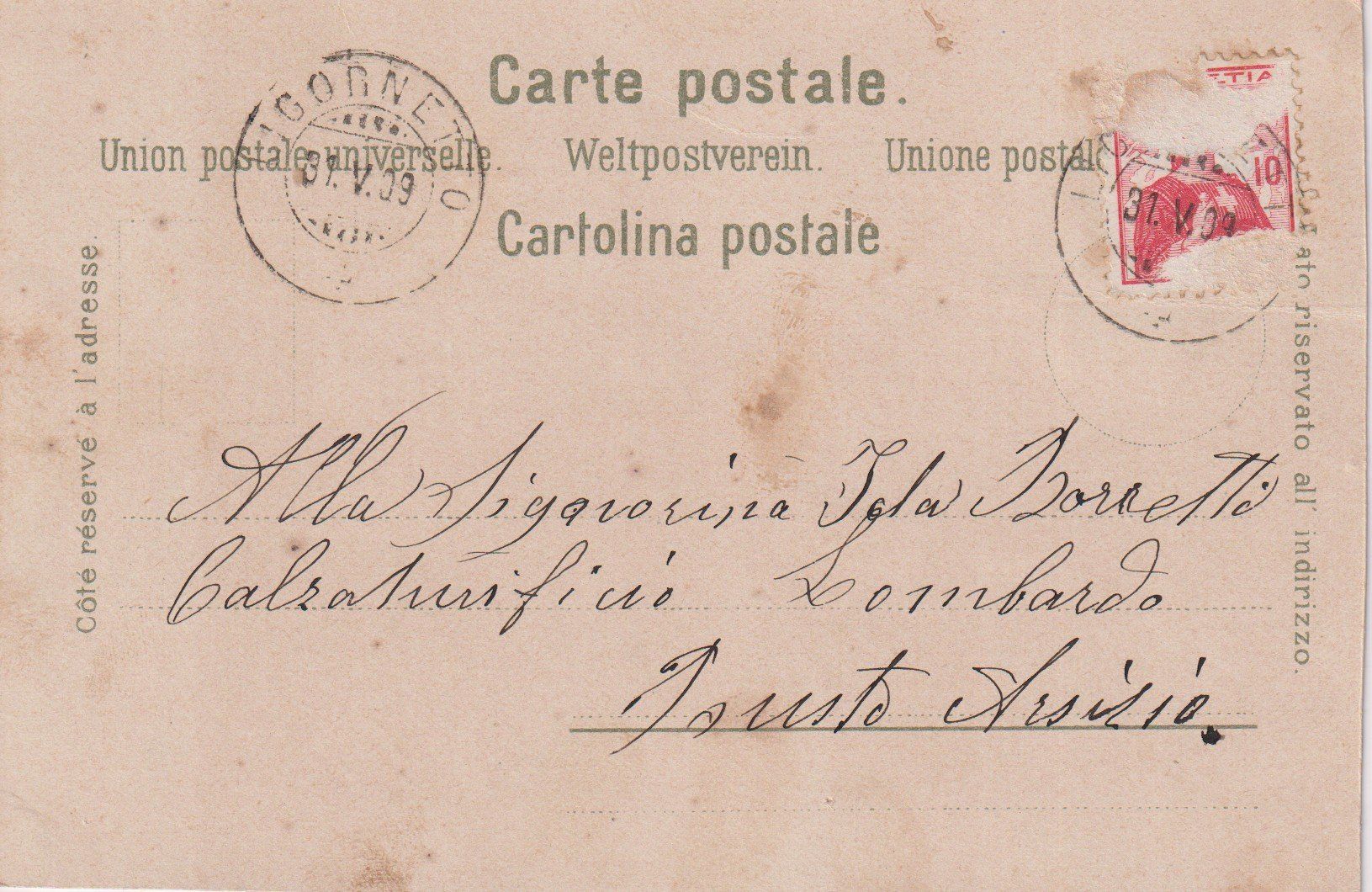 Ansichtskarten: AK Ligornetto Museo Vela, 1909 – Gebraucht aus Riva San Vitale von MAR-NAPO 1