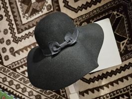 Elegante Damen Filzhut, schwarz, 58 cm