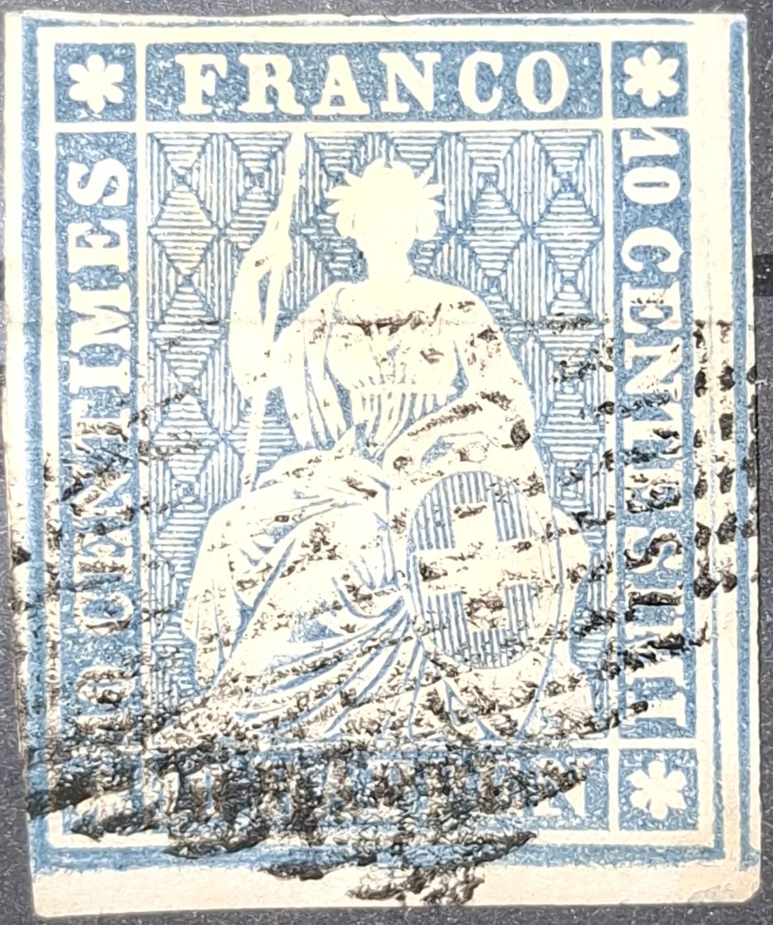 Tutti i francobolli: Strubel 23B Kat. 160.-  – Usato da Balgach venduto da SIMEON27