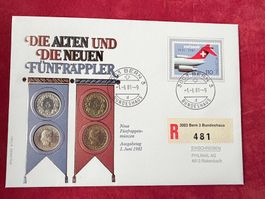 ALTE & NEUE  FÜNFRÄPPLER - Münzbrief 1.6.1981 - 4 X 5 Cts