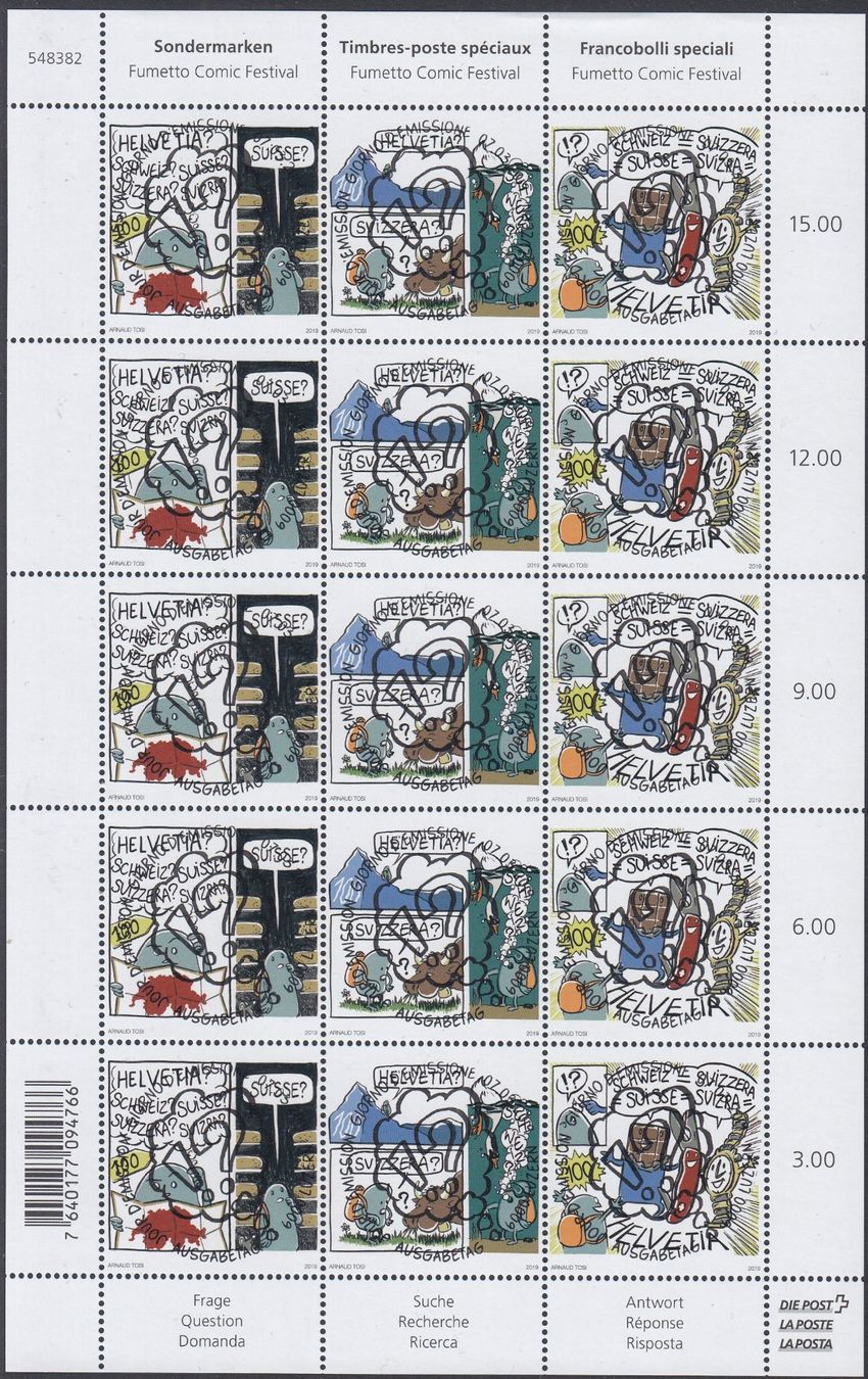 1723-1725 Kleinbogen mit FD-Vollstempel 6000 Luzern 7.3.19 (Gebraucht ...