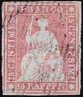 24Aa 15Rp. Rauten Stempel vollrandig SBK 800.- Attest ab 1.-