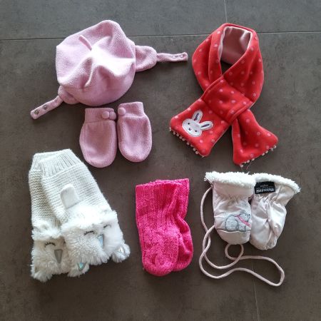 Lot hiver petite fille: bonnet, écharpe et gants