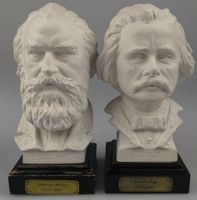 GOEBEL-Johannes Brahms & Edvard Grieg, Porzellan-Büsten 23cm