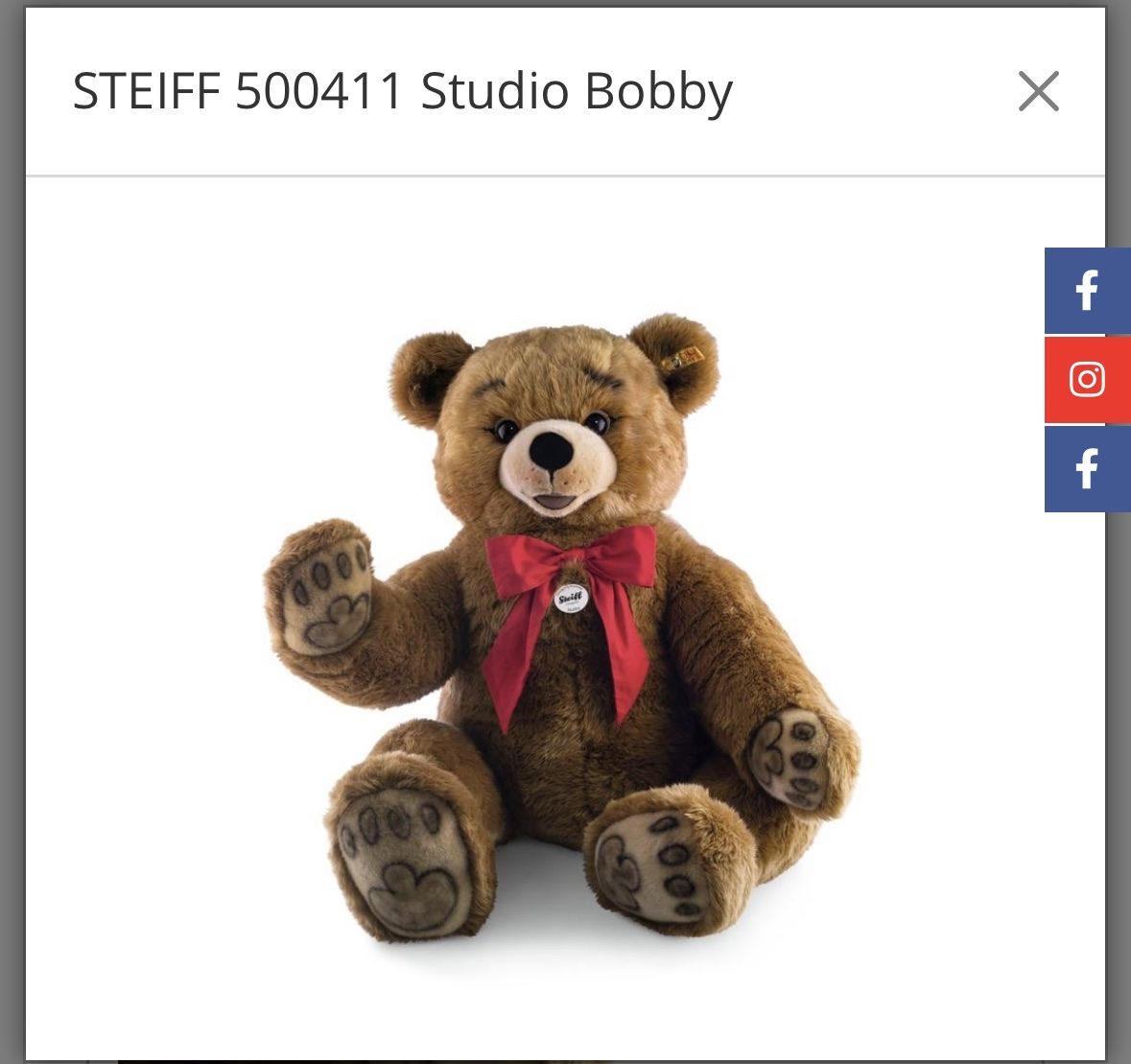 Steiff Giocattoli: STEIFF Teddybär Studio Bobby 120cm – Nuovo e nell'imballaggio originale da Liebefeld venduto da Kosh85
