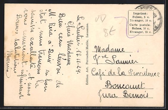 Cartoline postali: AK Le Sentier, Vue générale, 1924 – Usato da Berlin venduto da bartko-reher 1