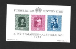 Liechtenstein Block W23 Briefmarkenausstellung ** 6.8.1949