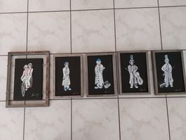 5 Clown-Bilder (handgemalt)