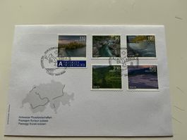 Schweizer Flusslandschaften Briefmarken-FDC 1.1.2022, Top!