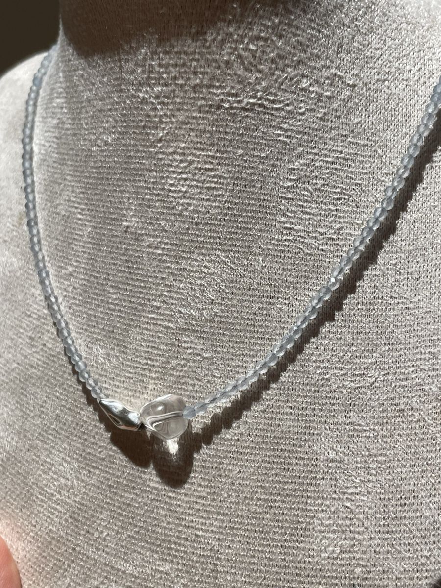 Catenine: 925er Silber Aquamarin-Halskette, ca. 45 cm. – Nuovo e nell'imballaggio originale da Schiers venduto da sisikristall 3