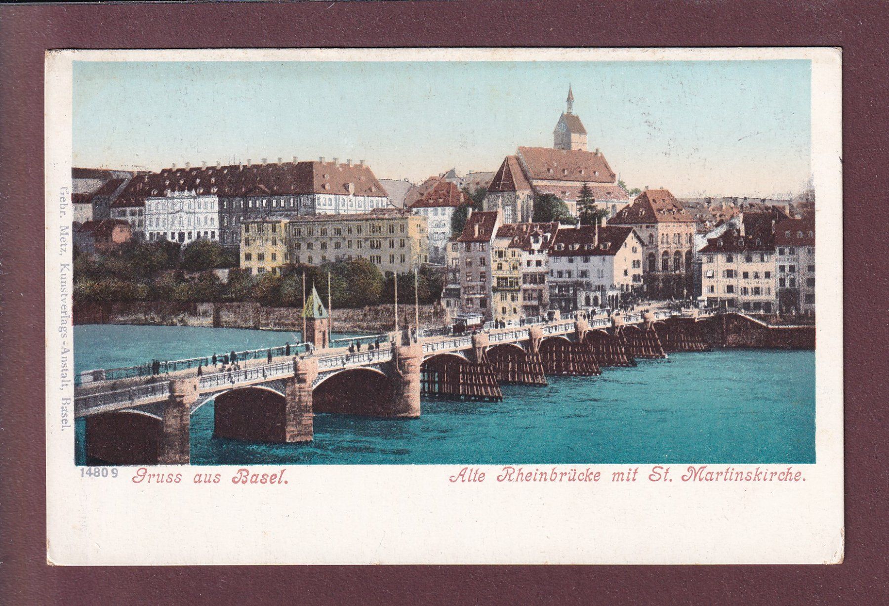 Ansichtskarten: Gruss aus BASEL - Alte Rheinbrücke – Gebraucht aus Pully von nicecards
