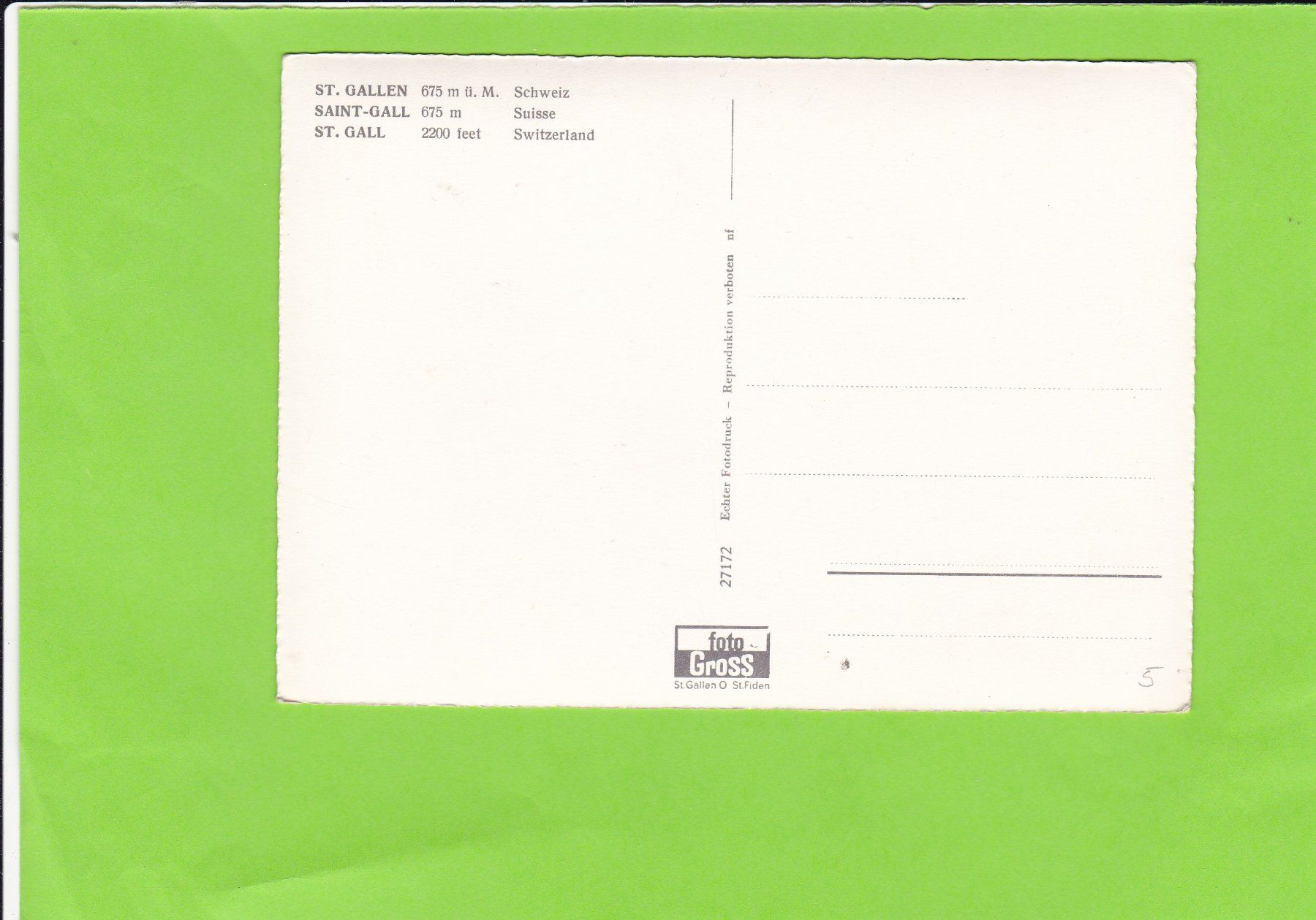 Cartoline postali: St. Gallen mit Säntis – Usato da St. Peterzell venduto da neckertal 1