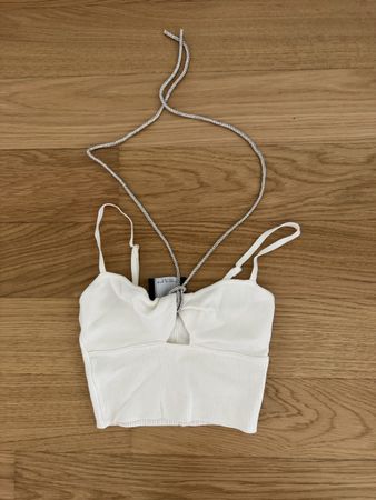 White Crop Top Bershka size XS, new