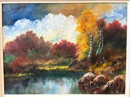 76.5 cm breit x62 cm hoch/ H.v.Moos, atemberaubendes Gemälde