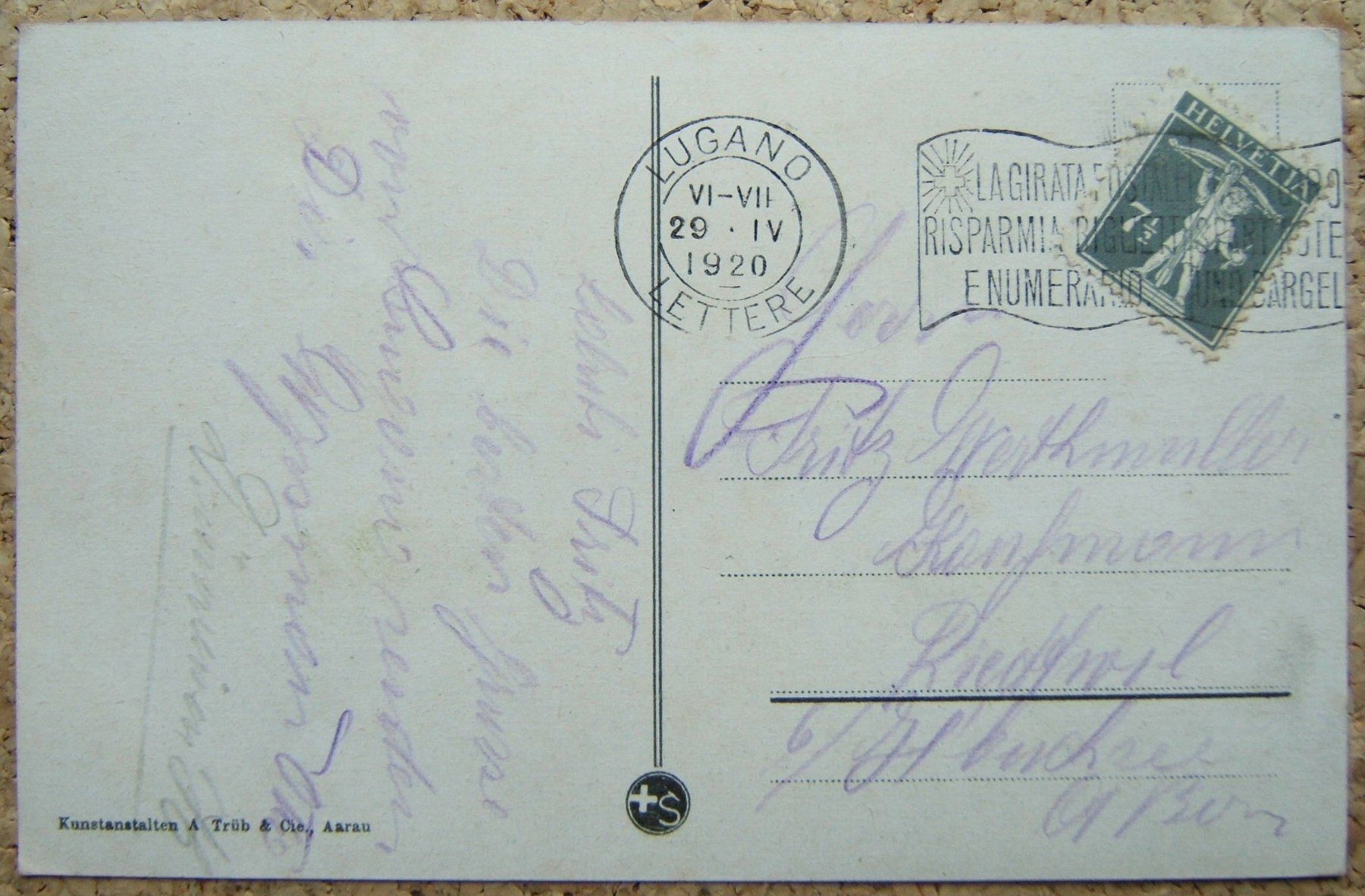 Cartoline postali: AK LUGANO-PARADISO - HOTEL PENSION FLORA 1920 – Nuovo (secondo la descrizione) da Brunnen venduto da Nonne04 1