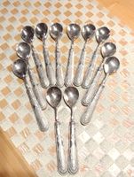 Art Deko 800er Silber Griff 12st Dessert Löffel um 1930j Top