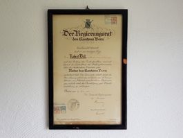 1932 diplôme notaire Berne avec timbres anciens Rare vintage
