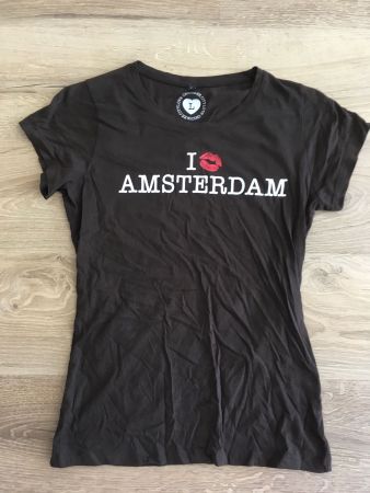 Vintage Chicoree City Love I ♥️ Amsterdam T Shirt braun L